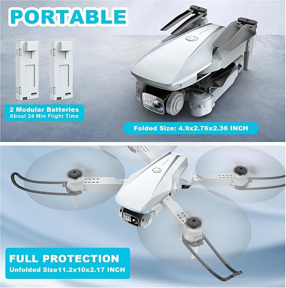 Drone with Camera, 2 Batteries, Carrying Case, 1080P HD Foldable Drone with Stable Hover, Trajectory Flight
