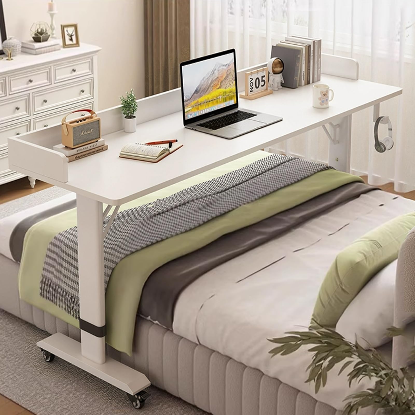 Bureau mobile réglable en hauteur avec roulettes et cloisons pour chambre et maison