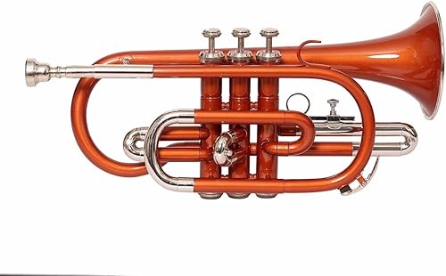 Sai Musical Cornet Trompeta Bb Flat Orange Níquel - Con Caso Duro Boquilla - Instrumento para Estudiantes Profesional