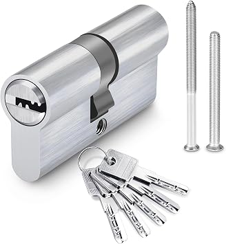 Euro Cylinder Lock 35/35, Lock Cylinder 70 mm with 5 Keys, Suitable for Apartment Doors and Security Doors, Anti-Burglary Door Lock, Double Cylinder Lockable on Both Sides
