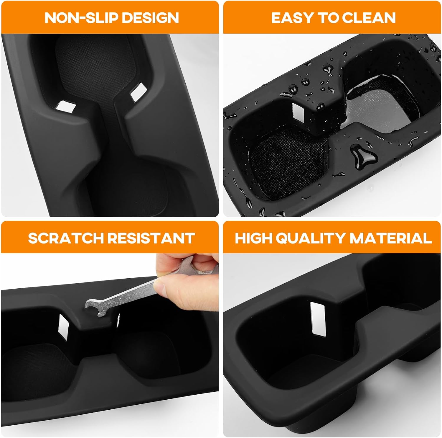 2Row Cup Holder Compatible with Toyota Land Cruiser 250 Prado J250 LC250 2024 2025 Accessories,Insert Drink Trunk Organizer Cup Holder Inserts Replacement Interior Silicone Black(2 Row)