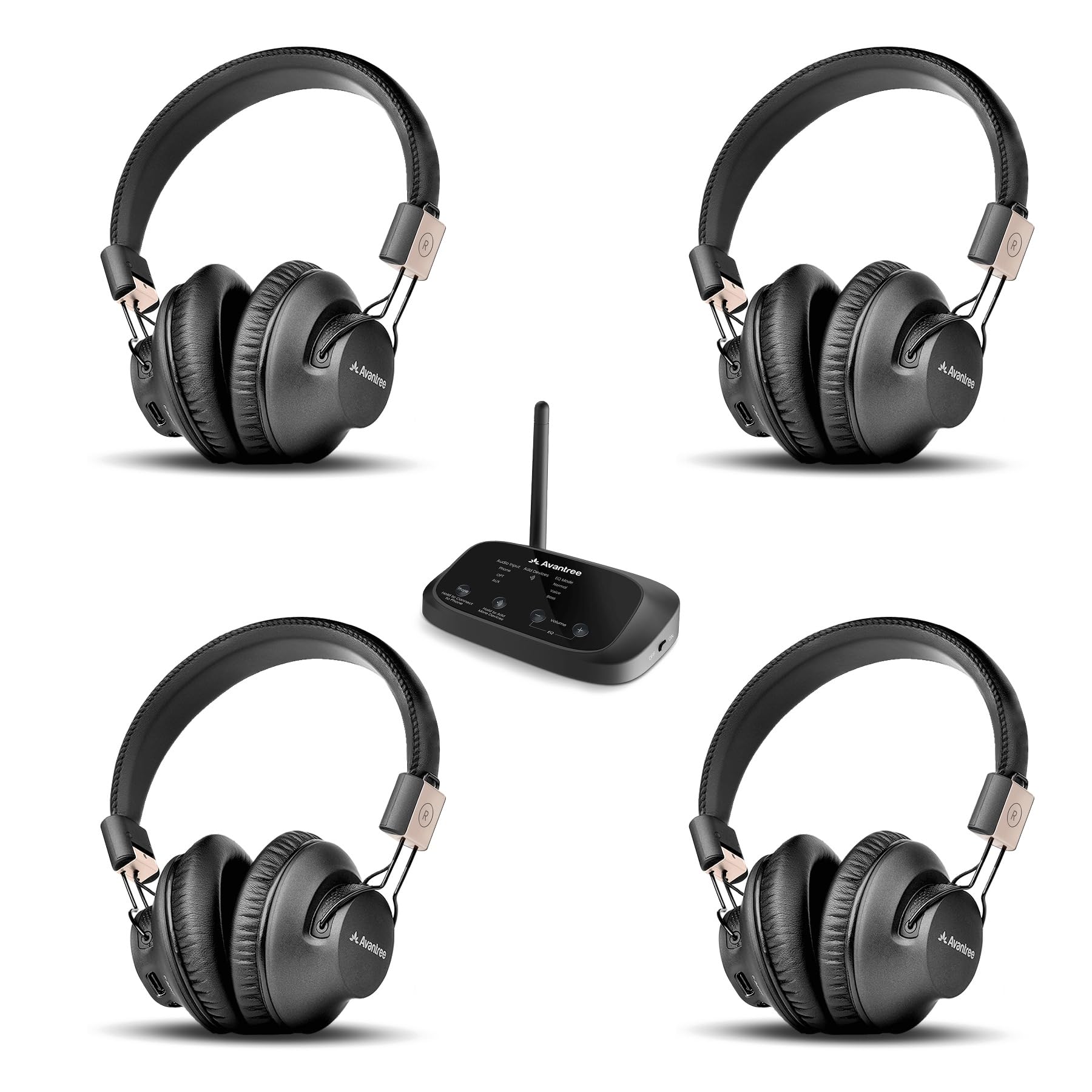 Avantree Quartet 2 - Wireless Group Listening Headphones & Transmitter for TV, Church, Classroom, Silent Discos, Plug & Play, 2.4GHz Expandable Multi-Headphone System with Low Latency & Clear Voice-image-46