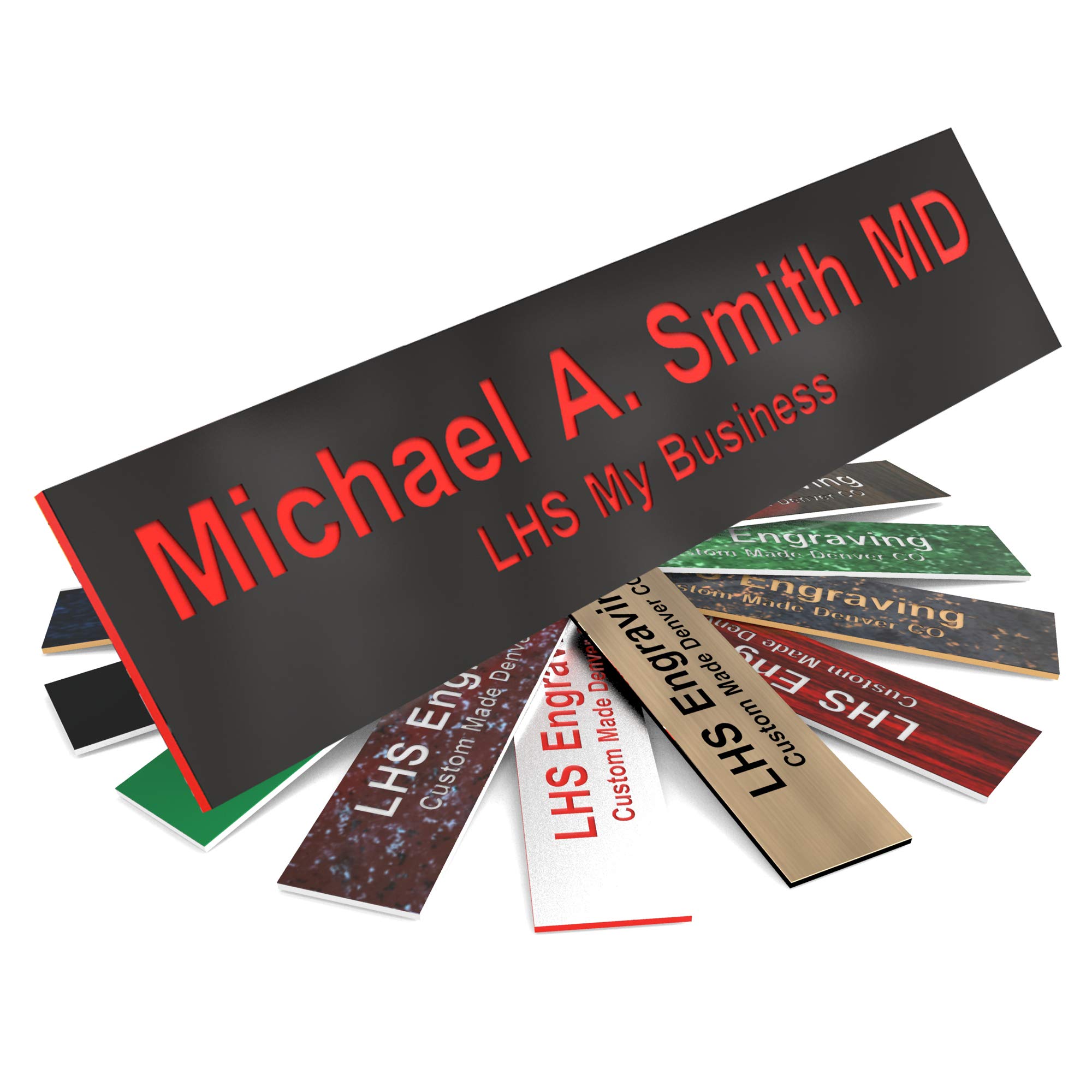 Custom Engraved Office Door Name Plate &amp; Desk Signs, Black, 2x6