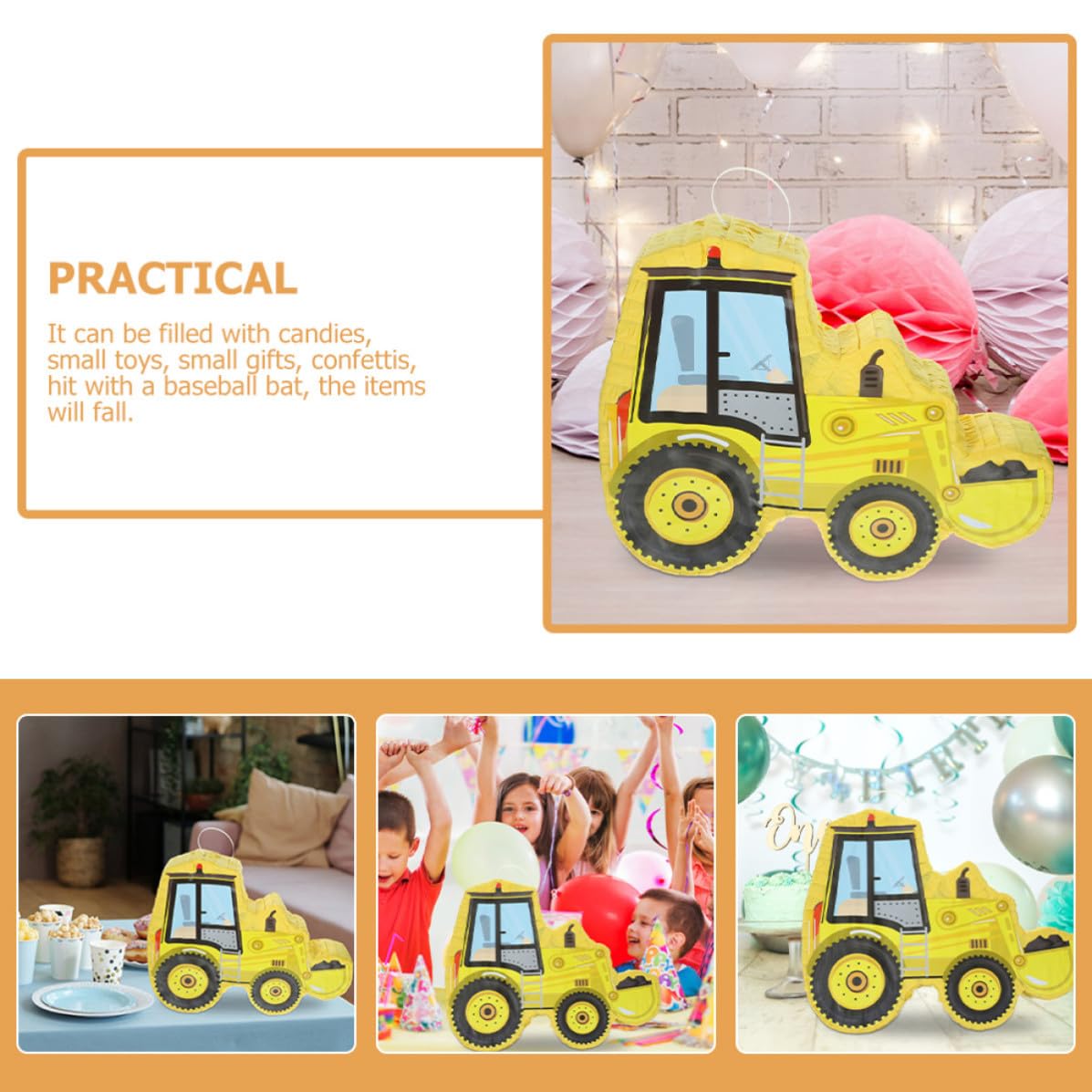 Papel Piñata Mano de Excavadora Hecha a Fiesta Infantil
