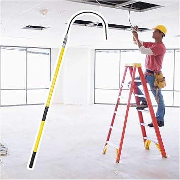 Heavy Duty High Voltage Rescue Hook, Insulated Handle Rescue Pole with Large Hook, Electrical Safety Life-saving Rod, Anti-electrocution Multi-Purpose Stick for Power Station Electrician FireYellow,2