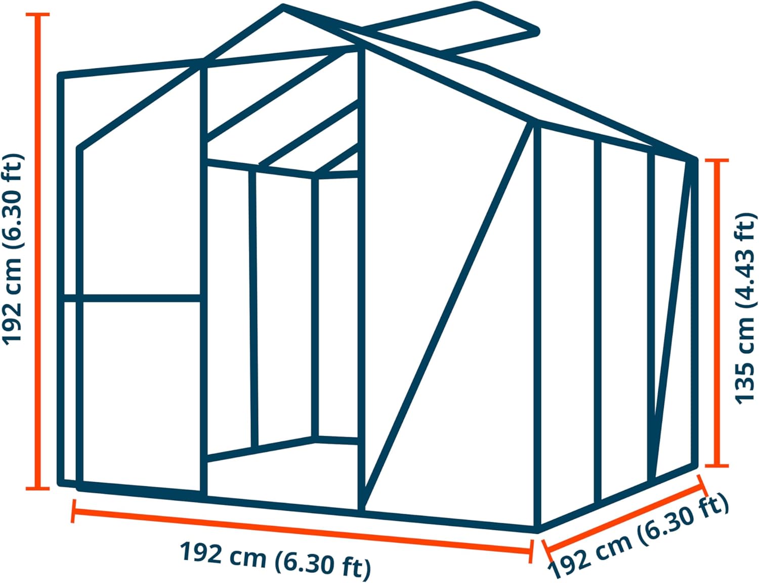 Greenhouse Jasmin 3 Aluminum Frame - 6.3 x 6.3 ft Approx. 6 mm Polycarbonate Panels - Bonus Base Frame and Automatic Vent Opener