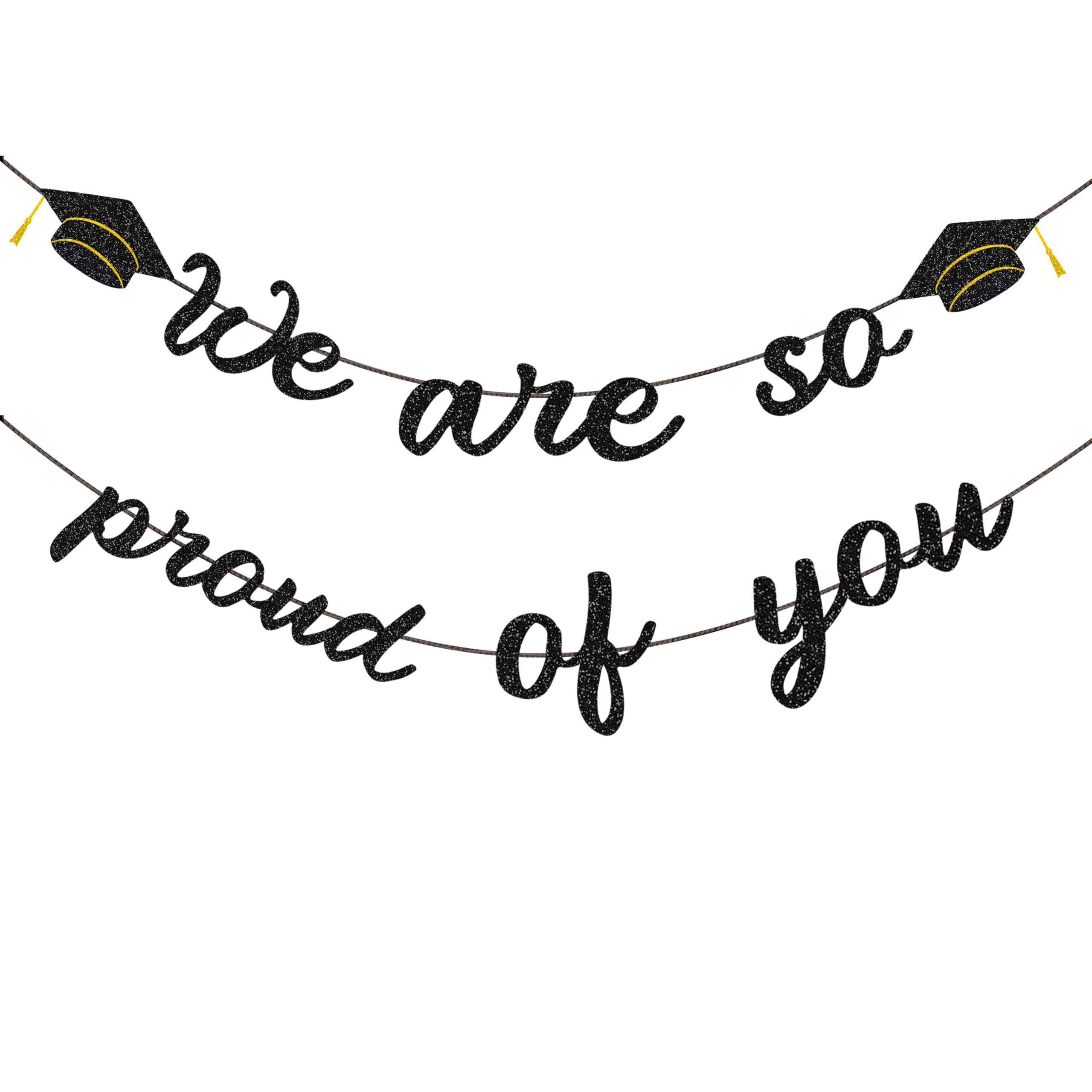 Photo 1 of 2026 Graduation Decorations Banner - Graduation Party Decorations Black Glitter Congrats Grad Banners We Are So Proud of You Decor Congratulations Banner for Home College High School Party Supplies