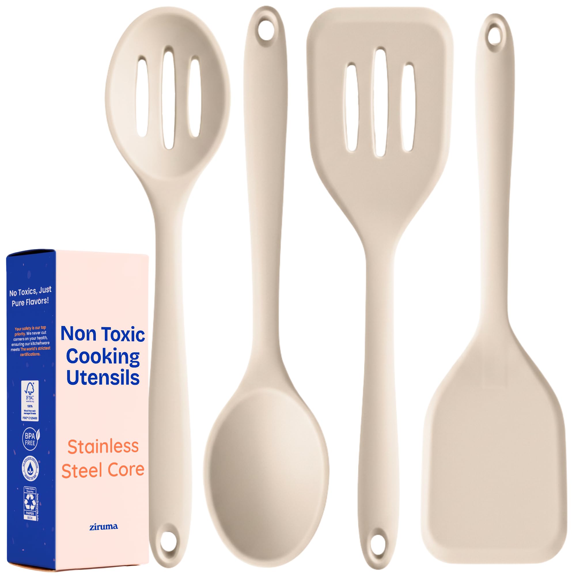 Ziruma NonToxic Platinum Silicone Utensils, 4-Pc