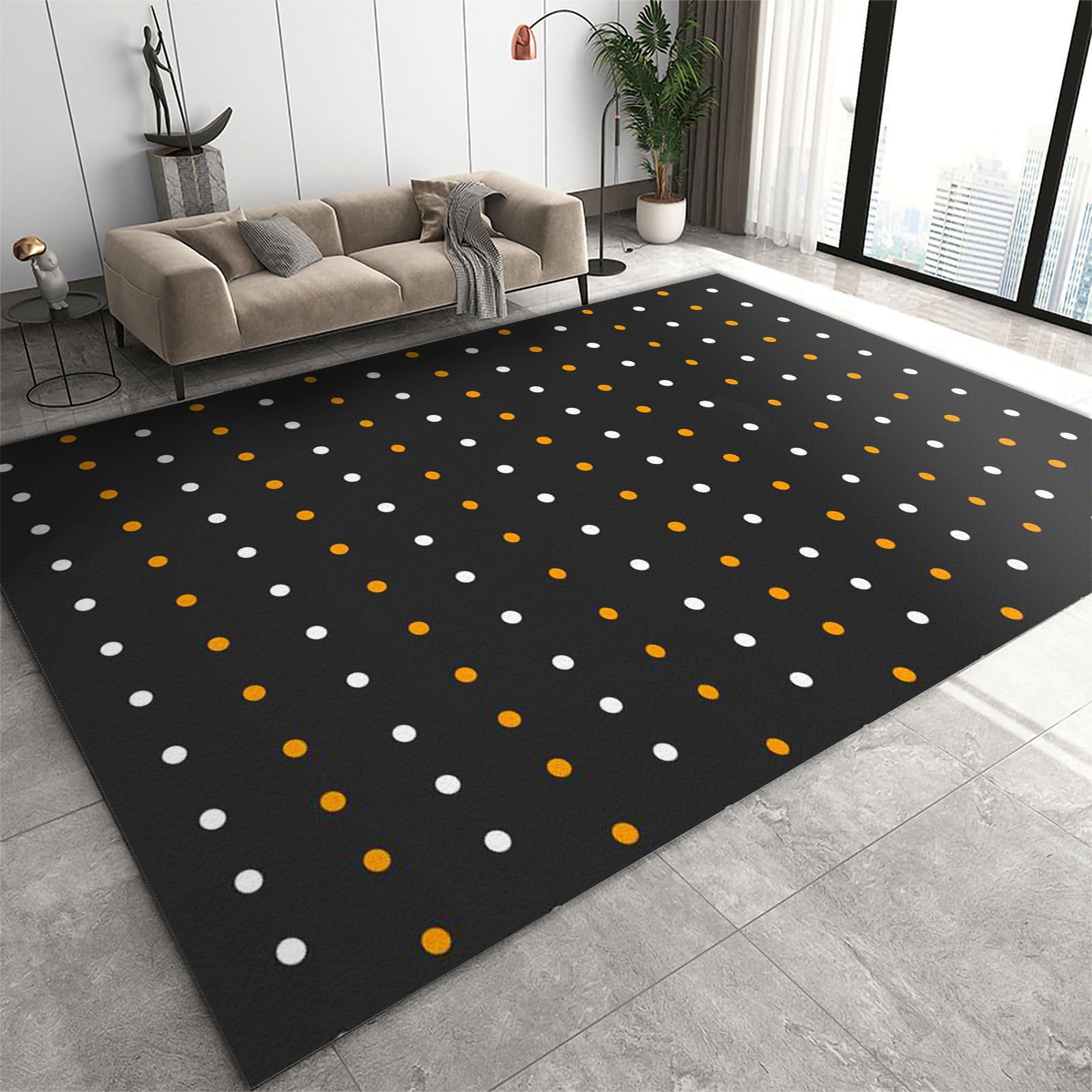 Area Rug 180 x 240 cm White Orange Dot Area Rugs, Modern Simple Living Room Carpet, Non-slip and Noise-Reducing Washable for Bedroom Dining Room Playroom Home Office Farmhouse Apartments Balcony — image 1