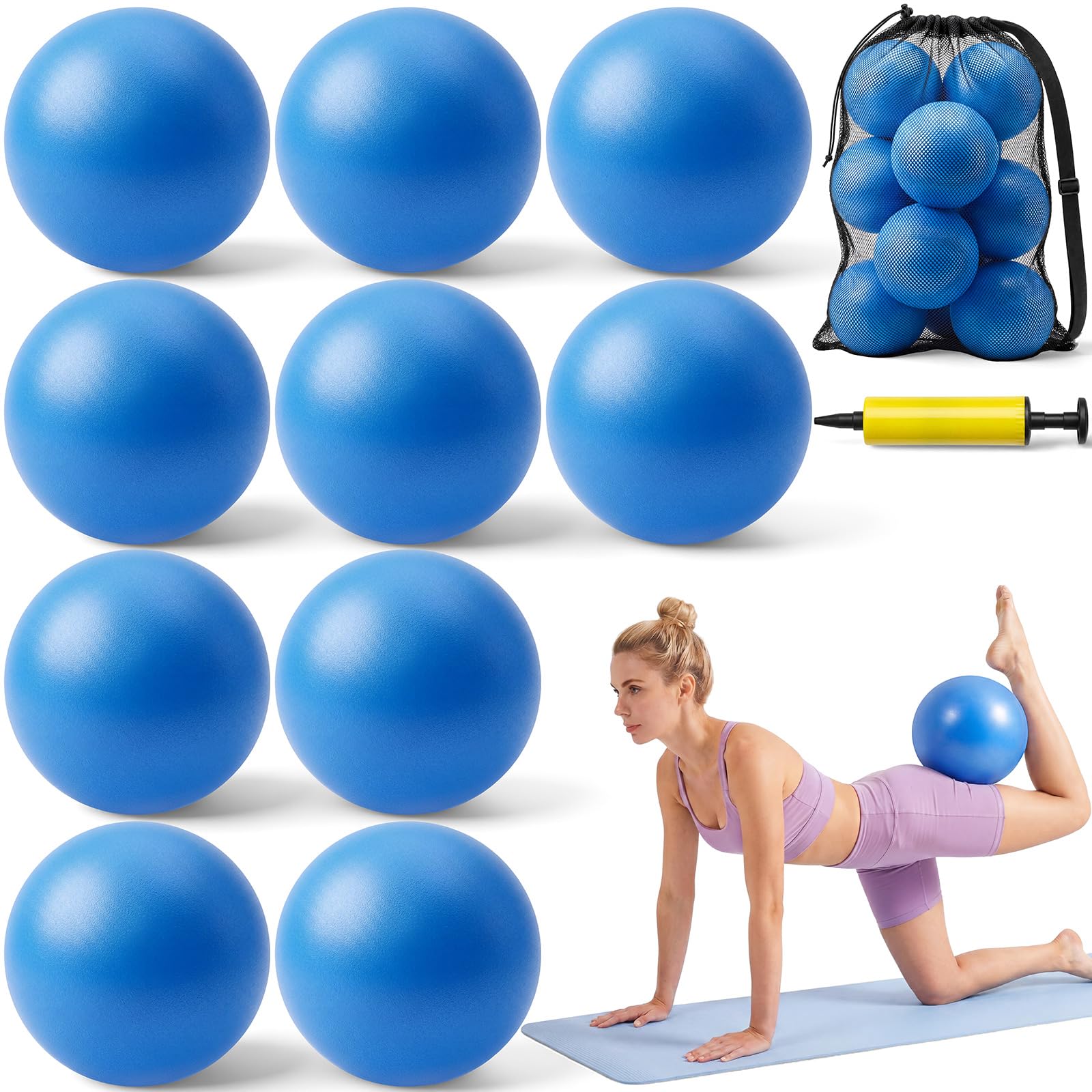 BBTO Palline da Pilates 25 cm Piccole Palline per Esercizi Antiscivolo Antideflagranti Ideali per Yoga Fitness Pilates Equilibrio e Fisioterapia