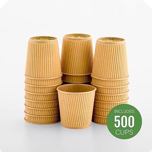 Miniatura 2 de Vasos de café de papel aislado de pared corrugada, 4 oz , 4 onza, Kraft