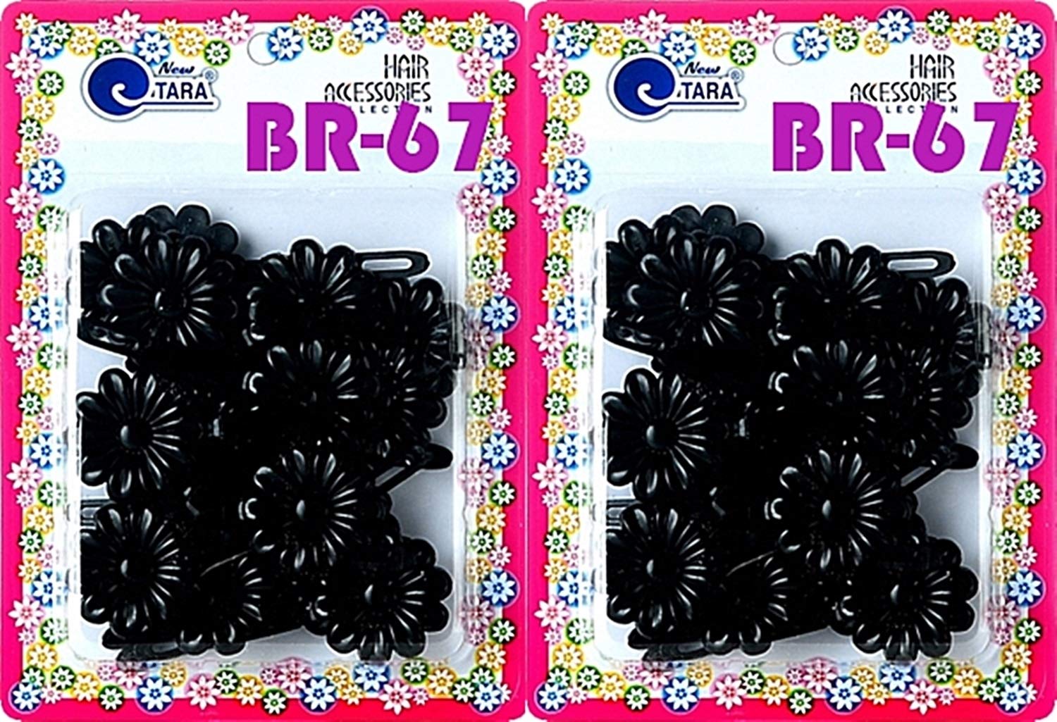 Tara Girls Self Hinge Multi Design Plastic Bow Hair Barrettes Selection Pack Of 2 (BR24)