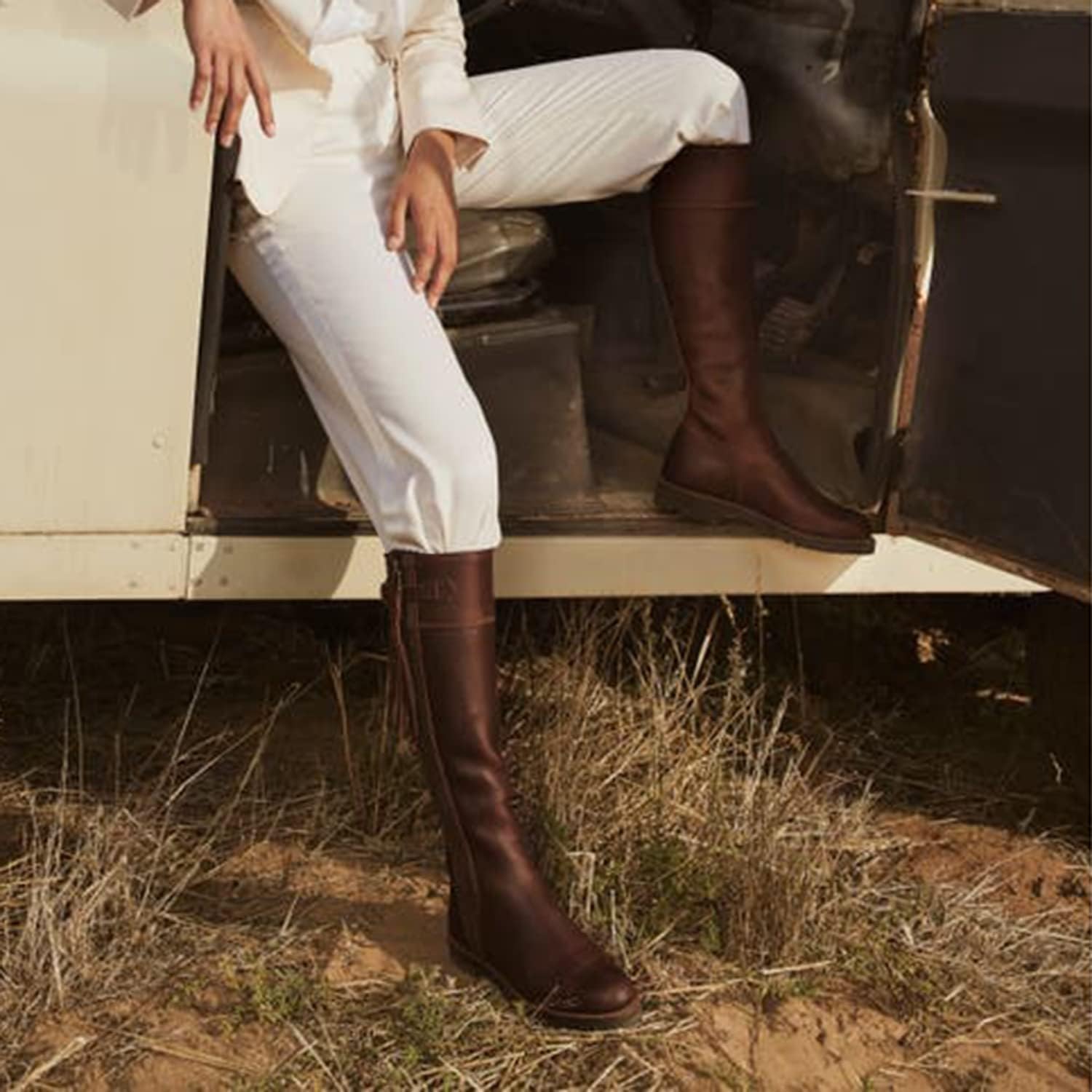 FOWT Women Cowboy Knee High Boots Low Chunky Heel Fringed Knee Boots Round Toe Side Zipper Buckle Boots, Tassel Western Riding Boots Casual or Dress up, Size 4-16