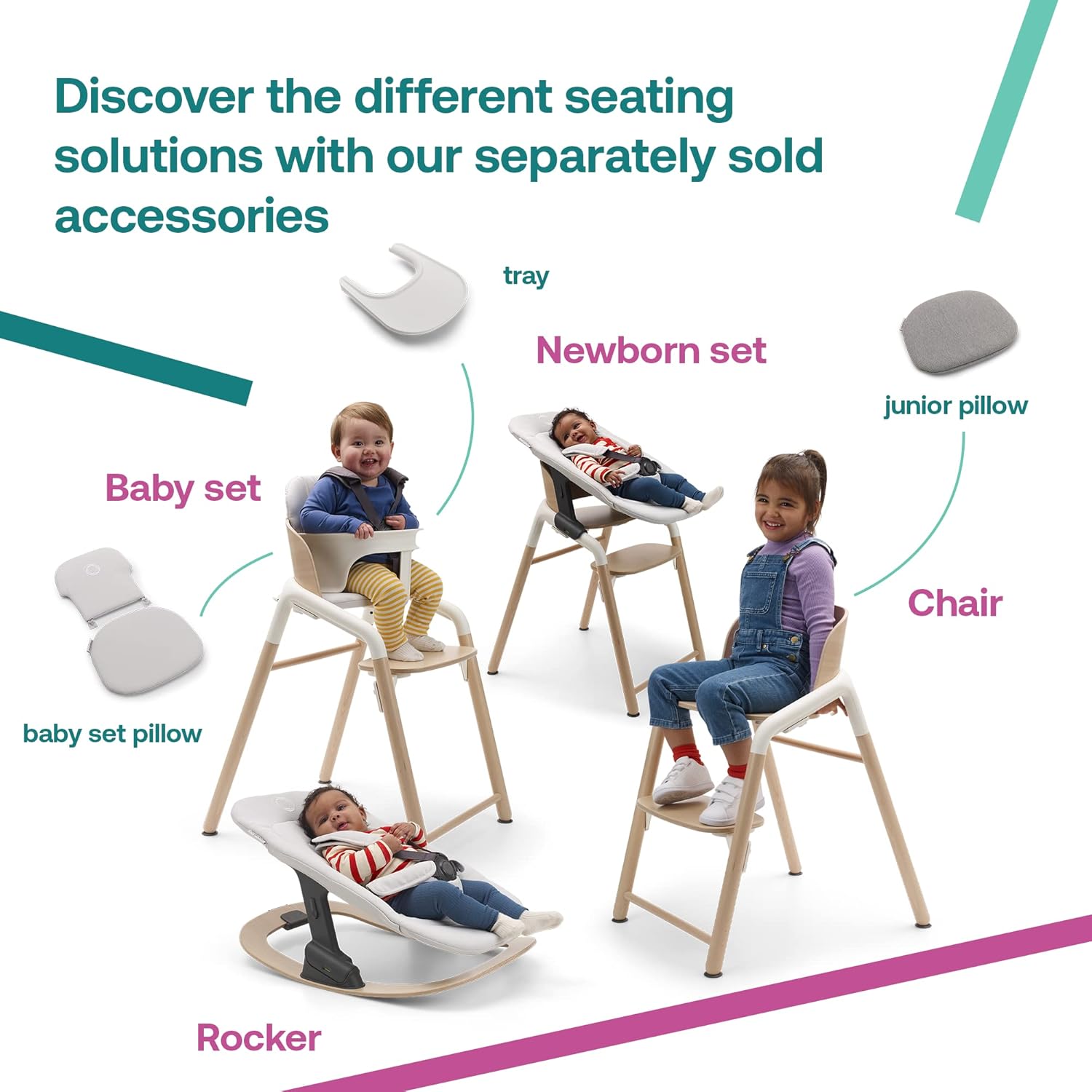 Bugaboo Giraffe Rocker Frame for Newborn Set, Bouncer/Swing Base, FSC Certified Wooden Design, Sustainable & Stylish Rocking Accessory Giraffe High Chair, Natural Wood
