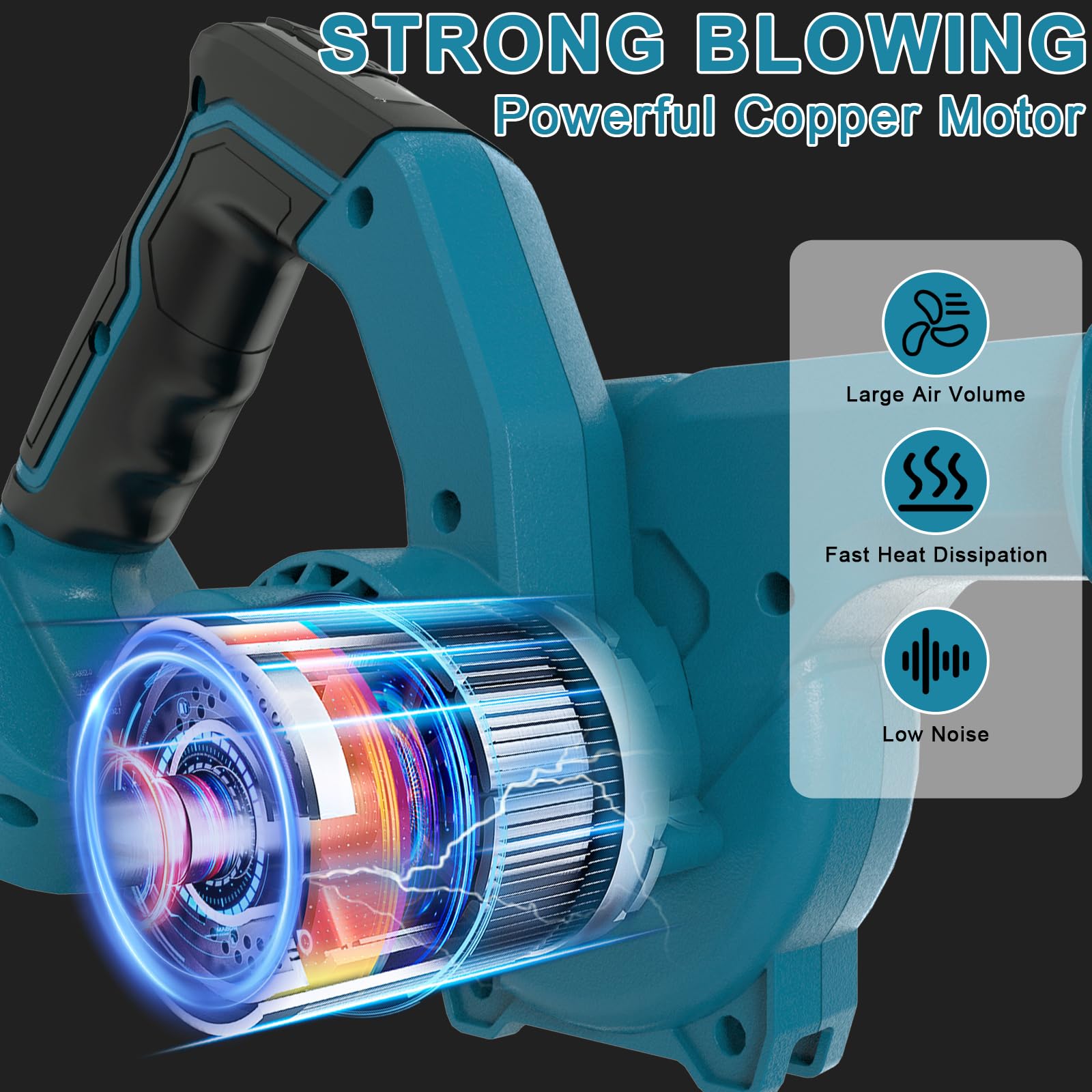 Laubbläser Akku 18V mit 5,5Ah Akku & Ladegerät, für Makita 18V Akkus