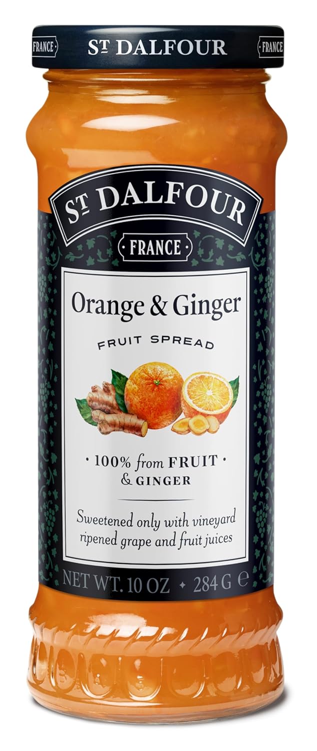 St. Dalfour Ginger & Orange Fruit Spread 6 Pack, 100% from Fruit, No Cane Sugars, No Corn Syrups, 10 oz Jars