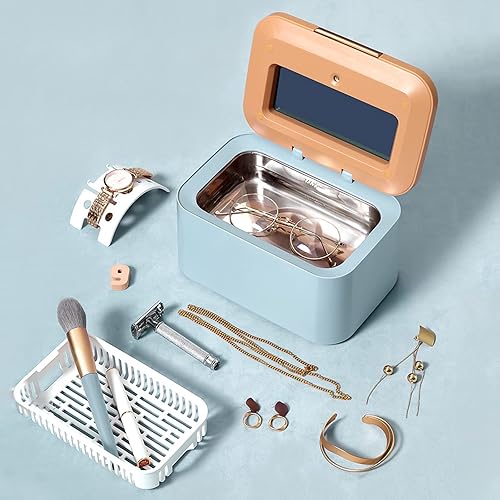 TXTC Limpiador ultrasónico de joyas de 50 W, limpiador de joyas de plata, máquina limpiadora de gafas, vibración de frecuencia de 46 KHz, limpiador