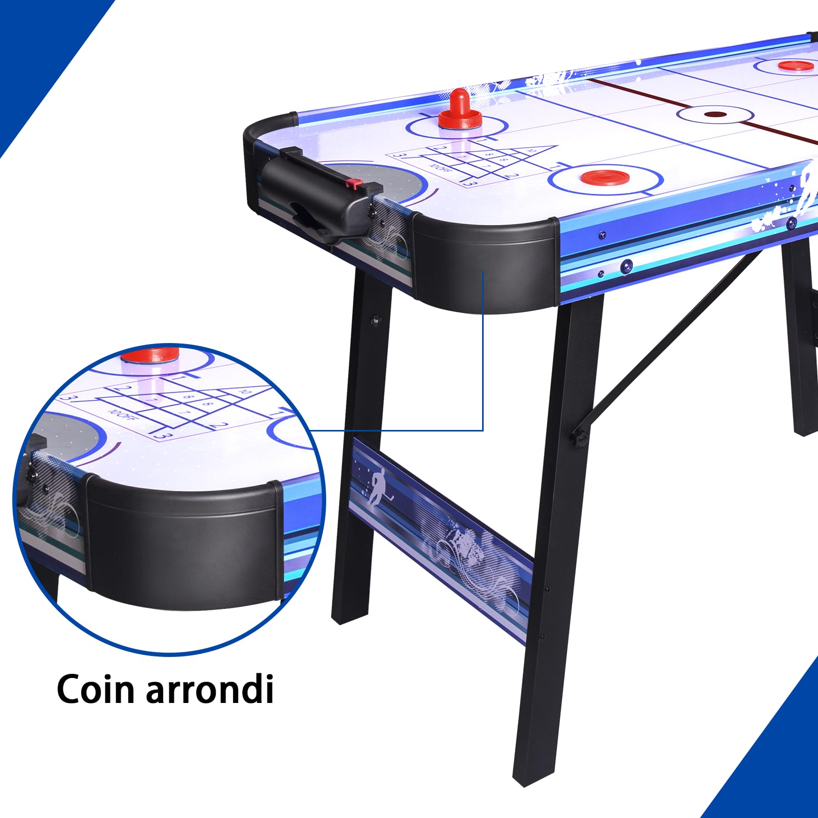 HLC 3 in 1 Multiplay-Tisch, Air Hockey Tisch, Bowling, Shuffleboard, mit Ventilator 12 V, Größe 130 x 61 x 78 cm