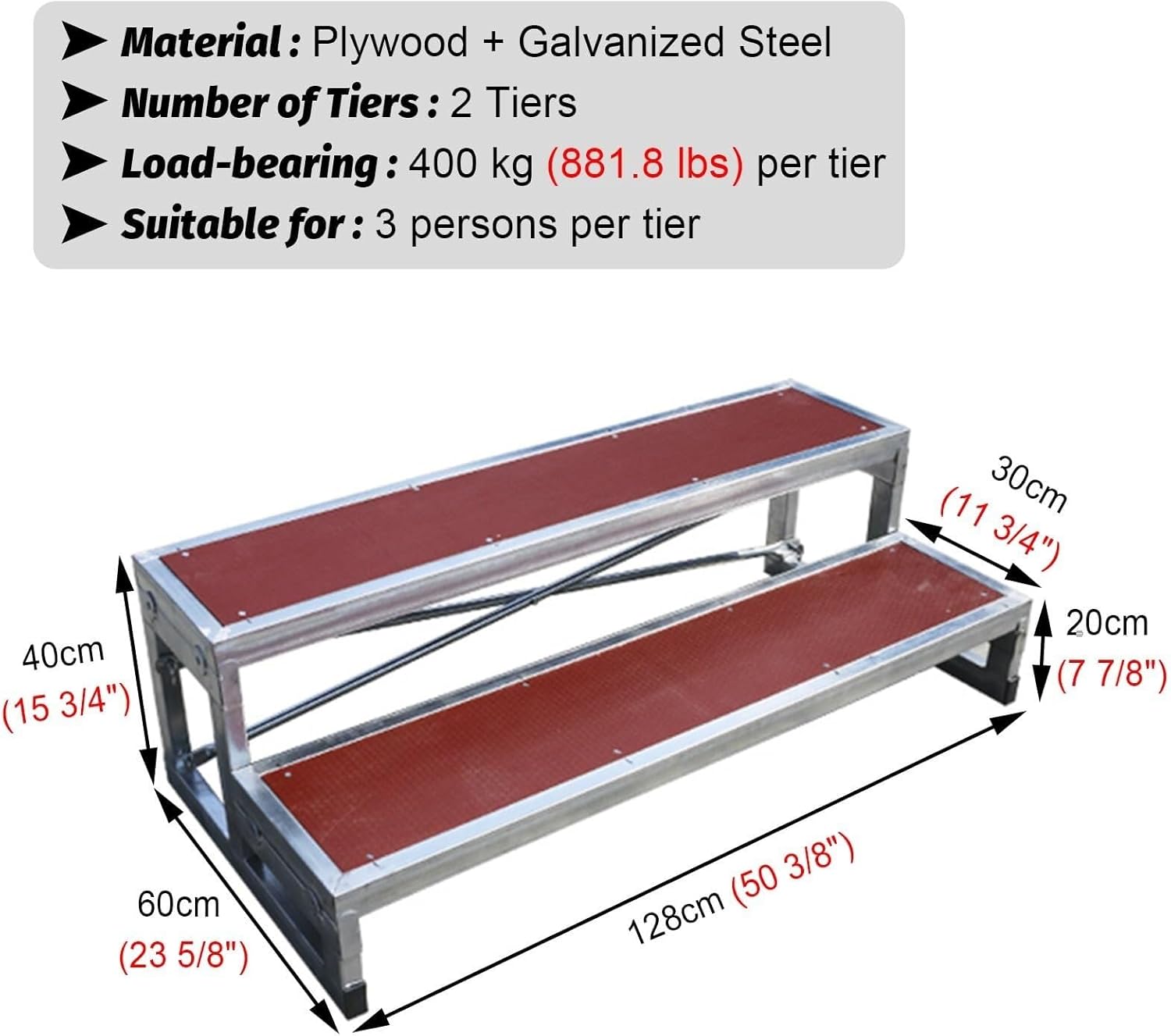 Folding Choral Stairs Stage Riser Platform Based Metal Anti-Slip Portable Multi-Level Home Theater Seating,Heavy-Duty Waterproof Choir Risers - Portable Choral Steps for Indoor/Outdoor Event