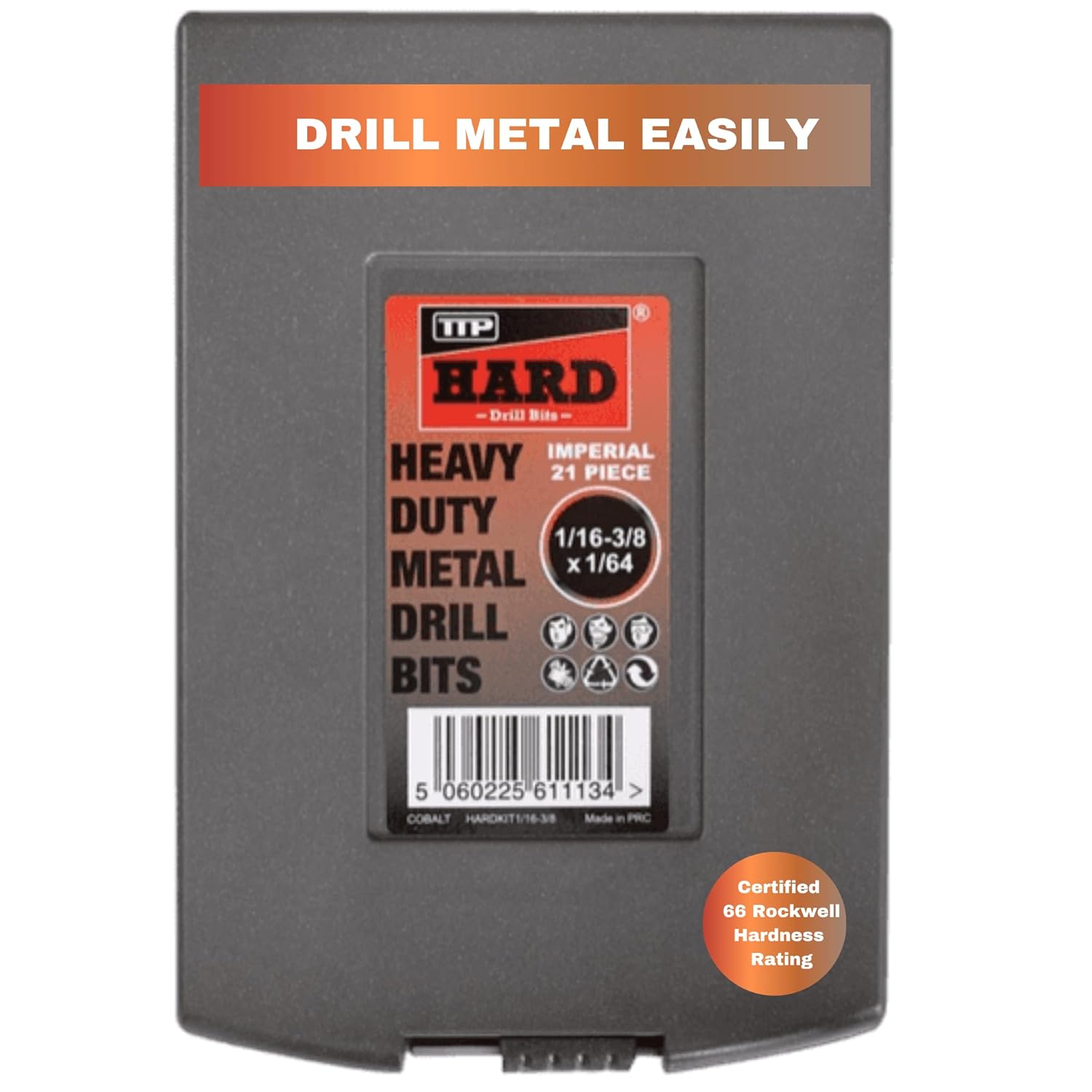 21-Piece M35 Cobalt Drill Bit Set for Metal (1/16–3/8”) – Imperial Jobber Length Bits for Stainless Steel, Hardened Steel, Alloy & Chrome – 5% Cobalt, Heat-Resistant, Long-Life | TTP HARD