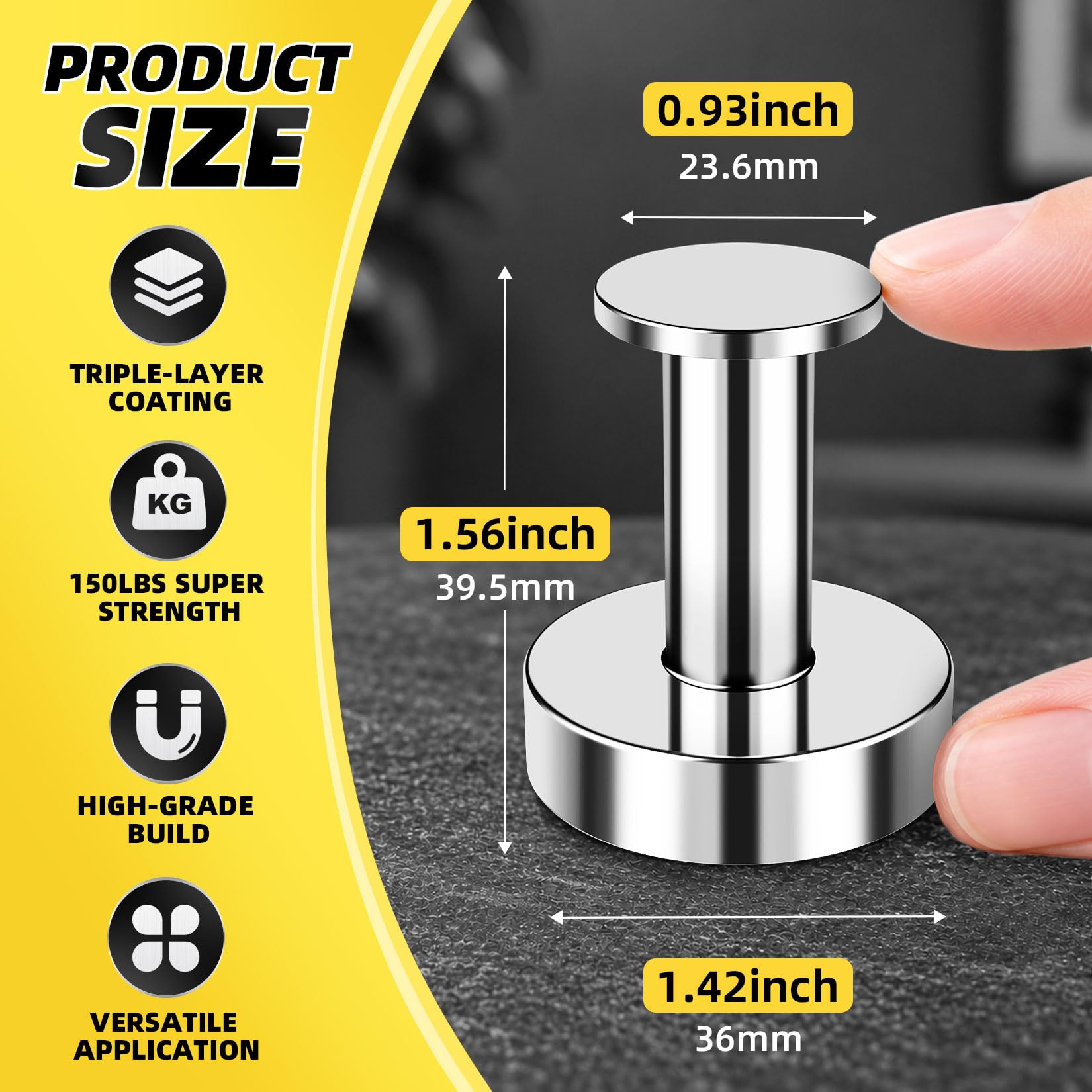 3Pcs Magnetic Hooks, 150lb Silver Magnetic Hooks for Cruise Cabins — Amazon image 3