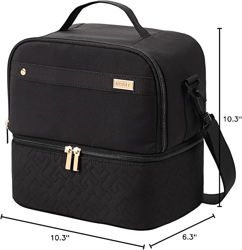 Miniatura 7 de NISHEL Lonchera para mujer, con aislamiento de dos compartimentos separados, con correa de hombro ajustable, a prueba de fugas, para el trabajo,