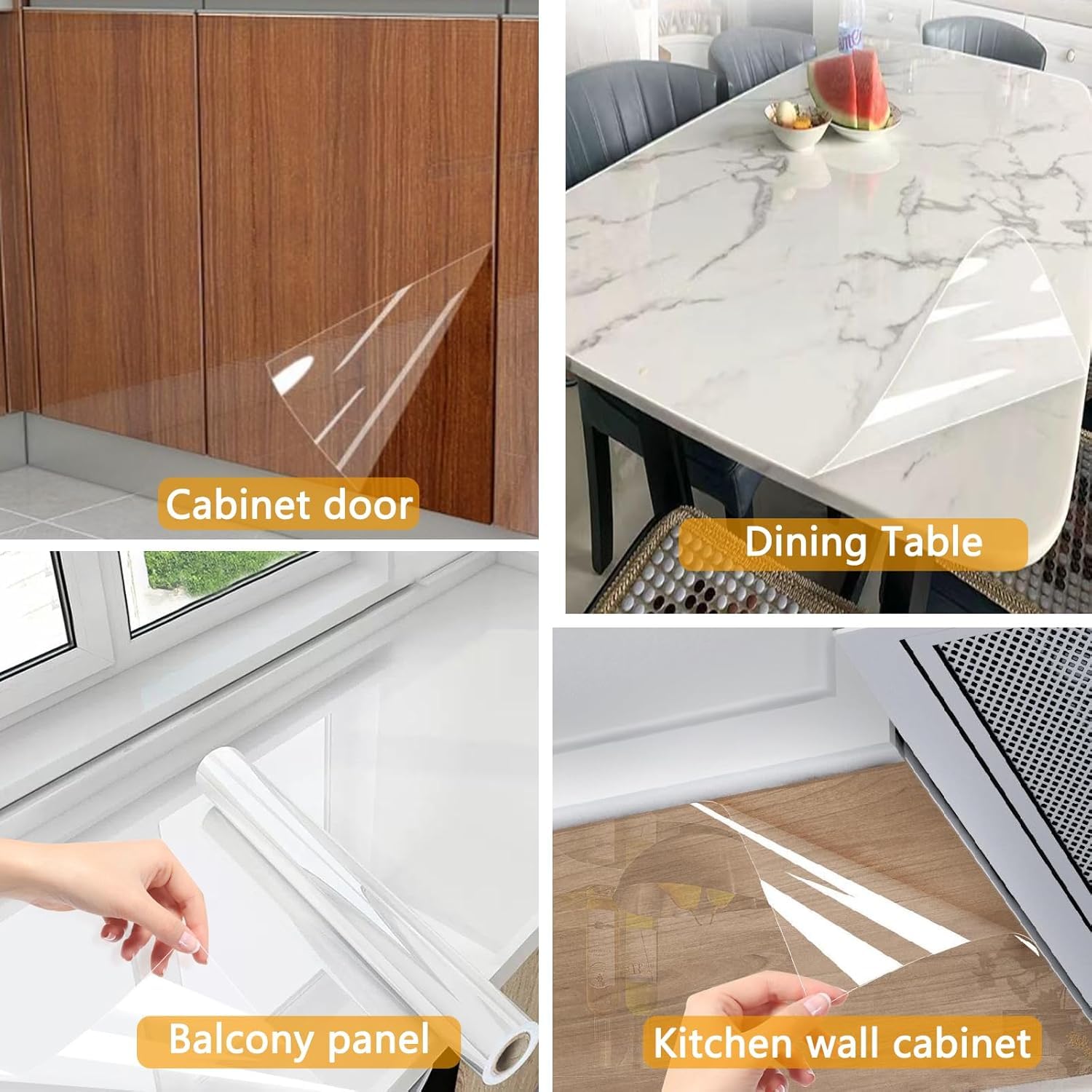 Transparent Wall Protection Sheet | Clear Self Adhesive Scratch & Stain Guard Film for Walls & Furniture | Crystal Clear Wall Protection Film || 61"x 254"cm 4