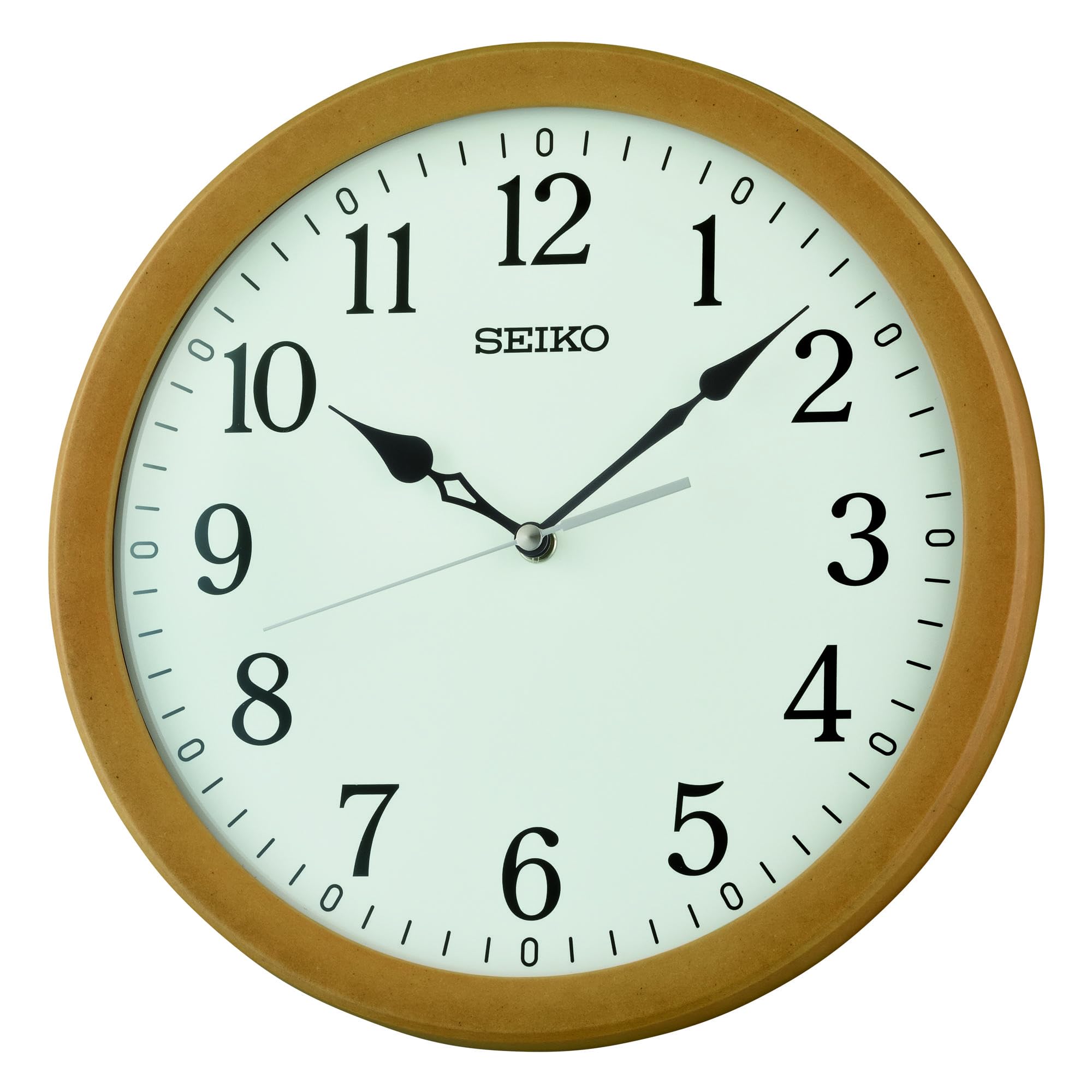 Horloge murale en bois marron clair Seiko pour décoration de maison