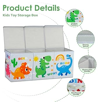 Toy Organizer CLCROBD Foldable Large Kids Toy Chest With Flip-Top Lid Dinosaur Storage Cube