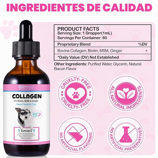 Foto 5 de 7 de Colágeno líquido para perros, Suplemento de colágeno para la piel del perro y la piel