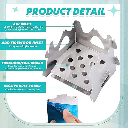 Miniatura 3 de Blulu Estufa plegable portátil para cocinar al aire libre, ligera, fácil de montar, estufa para camping, mochilero, caza, senderismo, picnic, 2.9 x