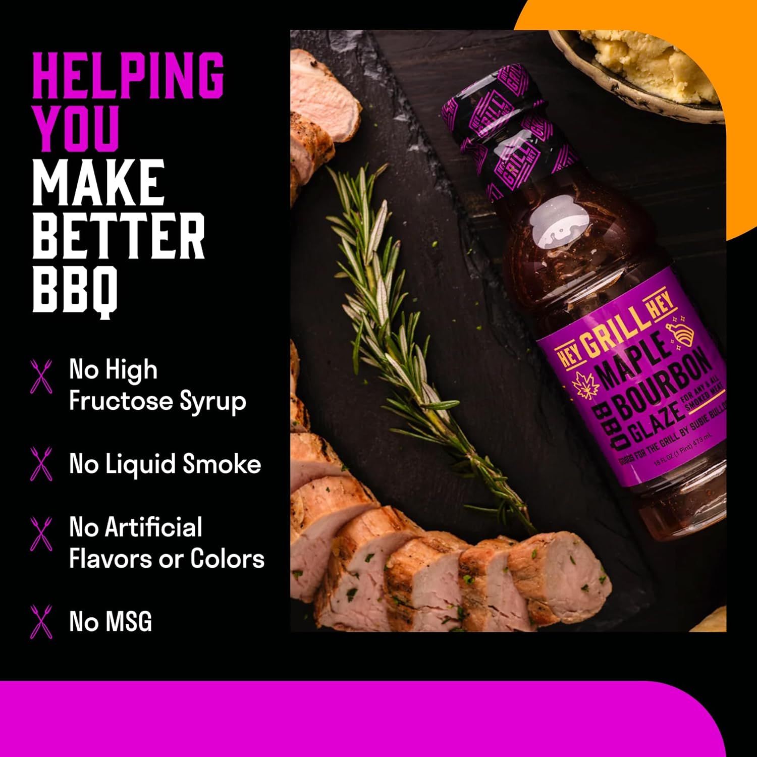 Hey Grill Hey | BBQ Glaze | BBQ Sauce | Bourbon Glaze | Sweet Sauce for Ribs, Chicken, Salmon | Grilling Essentials | Maple Bourbon | 2 Pack