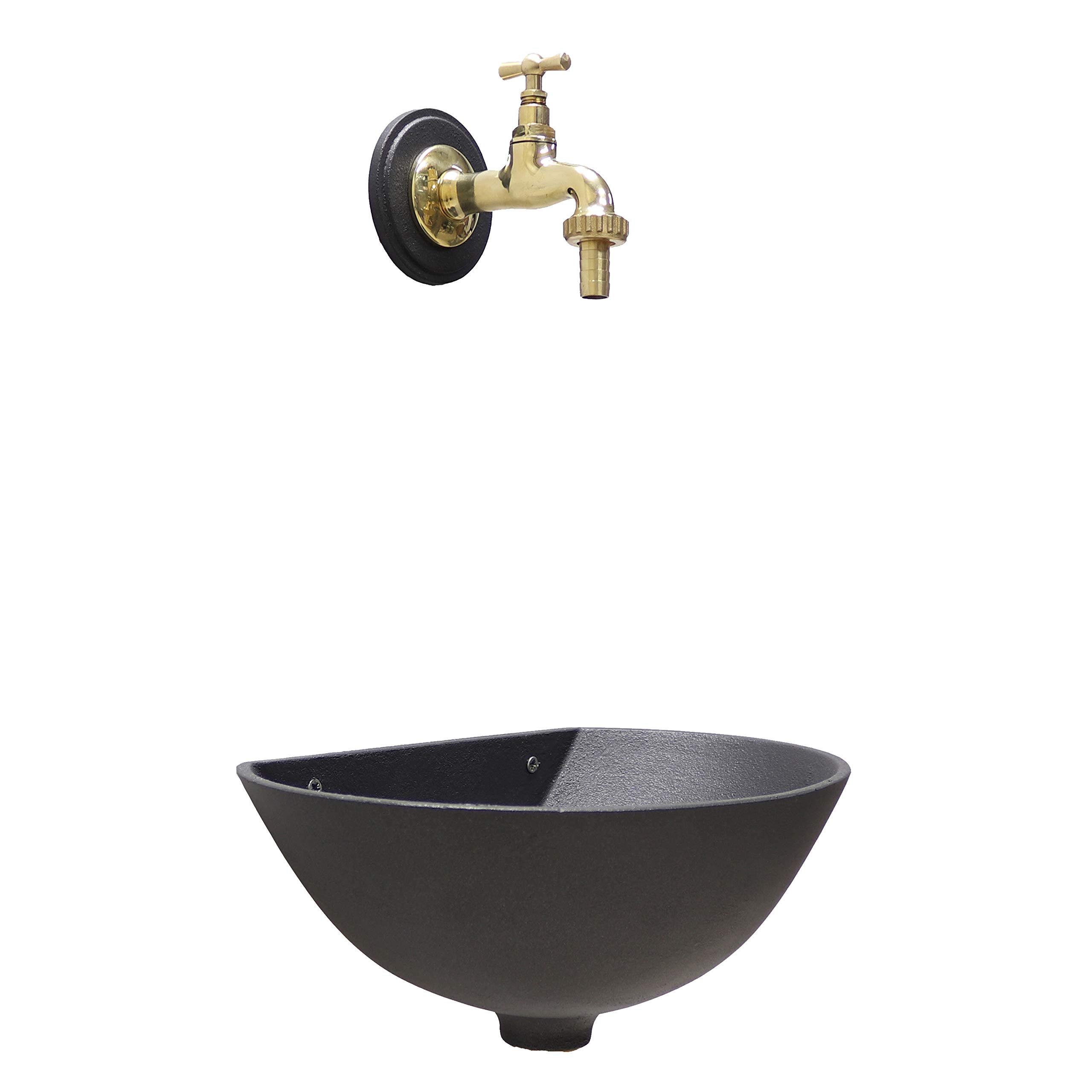 Fontana A Muro In Ghisa Per Esterno - Lavandino Da Giardino, Grigio - Foto 7