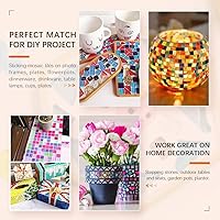 Vista 8 de Azulejos de mosaico, azulejos de vidrio, piezas de vidrio de mosaico de cristal brillante, surtido de azulejos cuadrados y triángulos de cristal