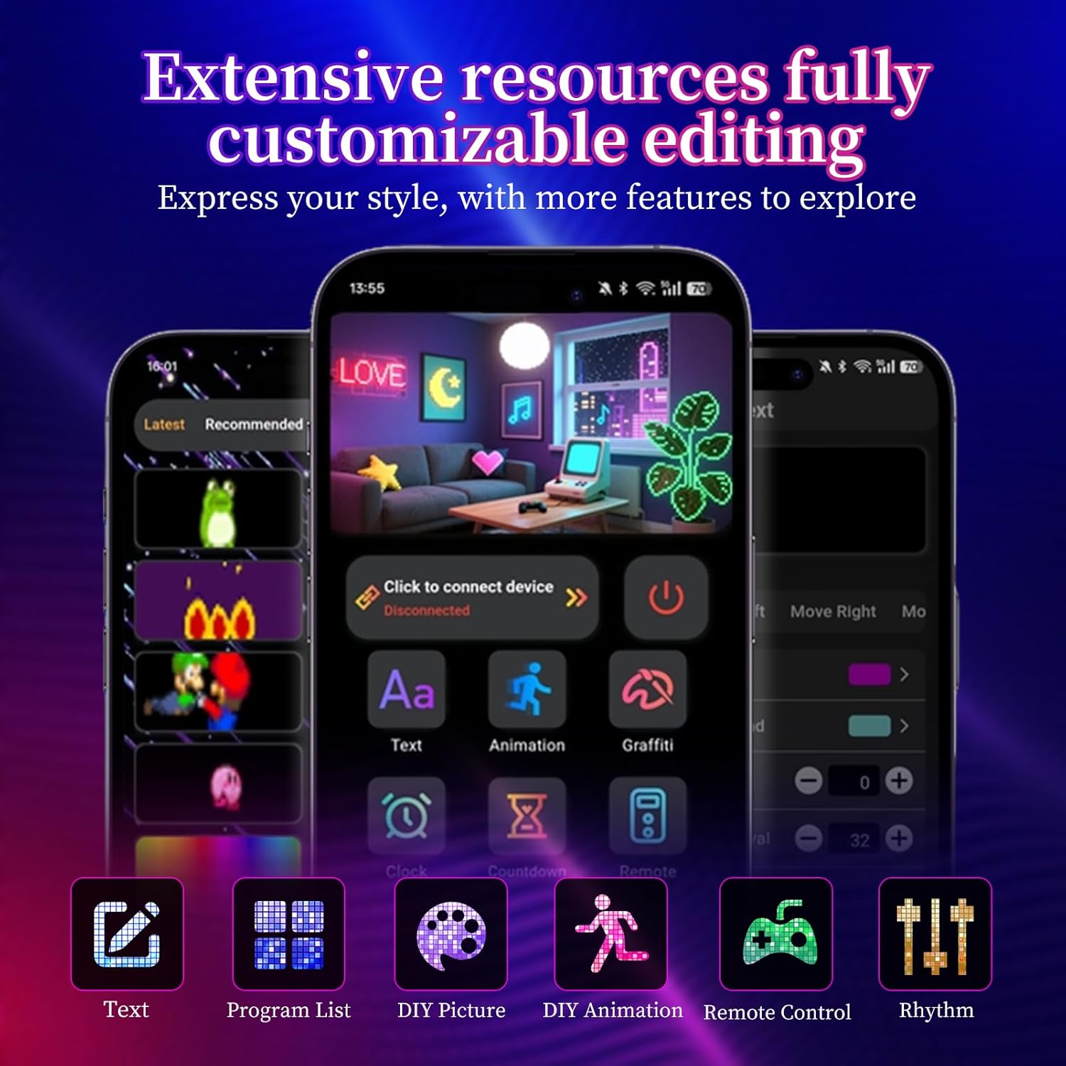 Devil Eyes Light 2PC for Windshield-23.42x4.72IN LETOUR Programmable LED Eyes [Advanced Chip, 100% Synced Dual Screen] 5V USB Powered, App/Remote Control, Windshield Eyes Animated for Cars/Trucks/SUVs