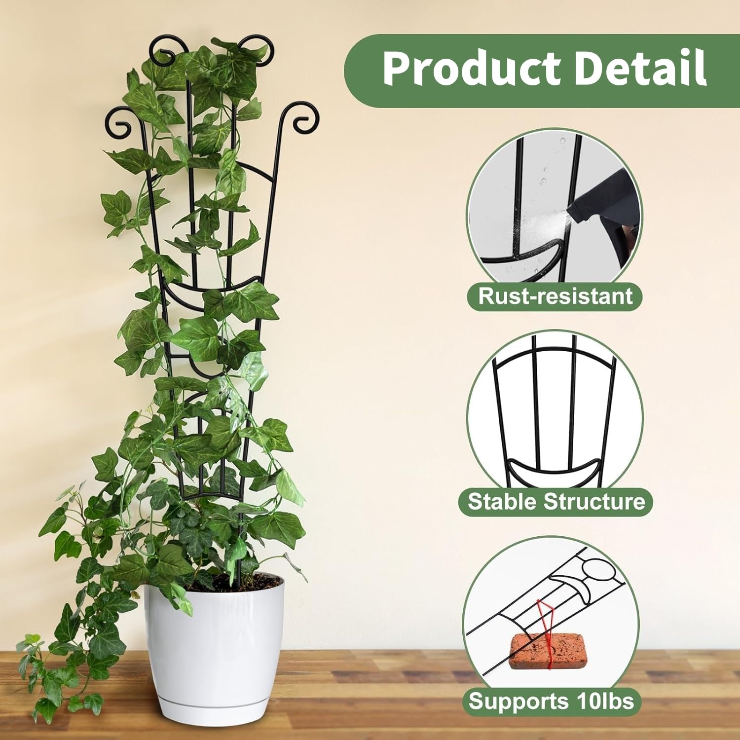 2Pcs Rankgitter 82cm hoch Rankhilfe Pflanzenstütze für Kletterpflanzen, Robuste Metall Pflanzengitter Rankstäbe Pflanzen Stützpfähle für Rosen Clematis Efeutute Monstera Tomaten Topfpflanzen