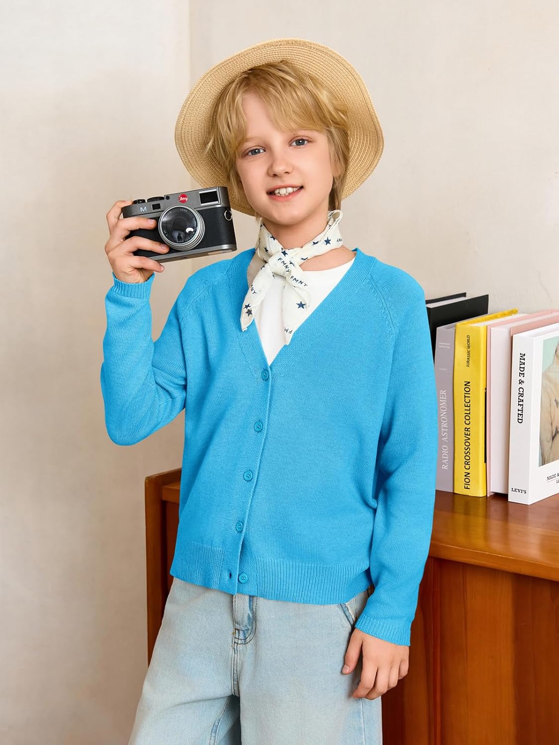 Haloumoning Boys Cardigan Sweater Kids Casual V Neck Button Down Uniform Sweaters 5-14 Years - Image 2