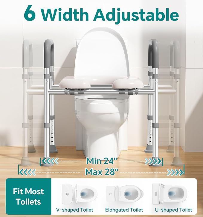 Base elevadora para inodoro con asas y asiento acolchonado miniatura 2