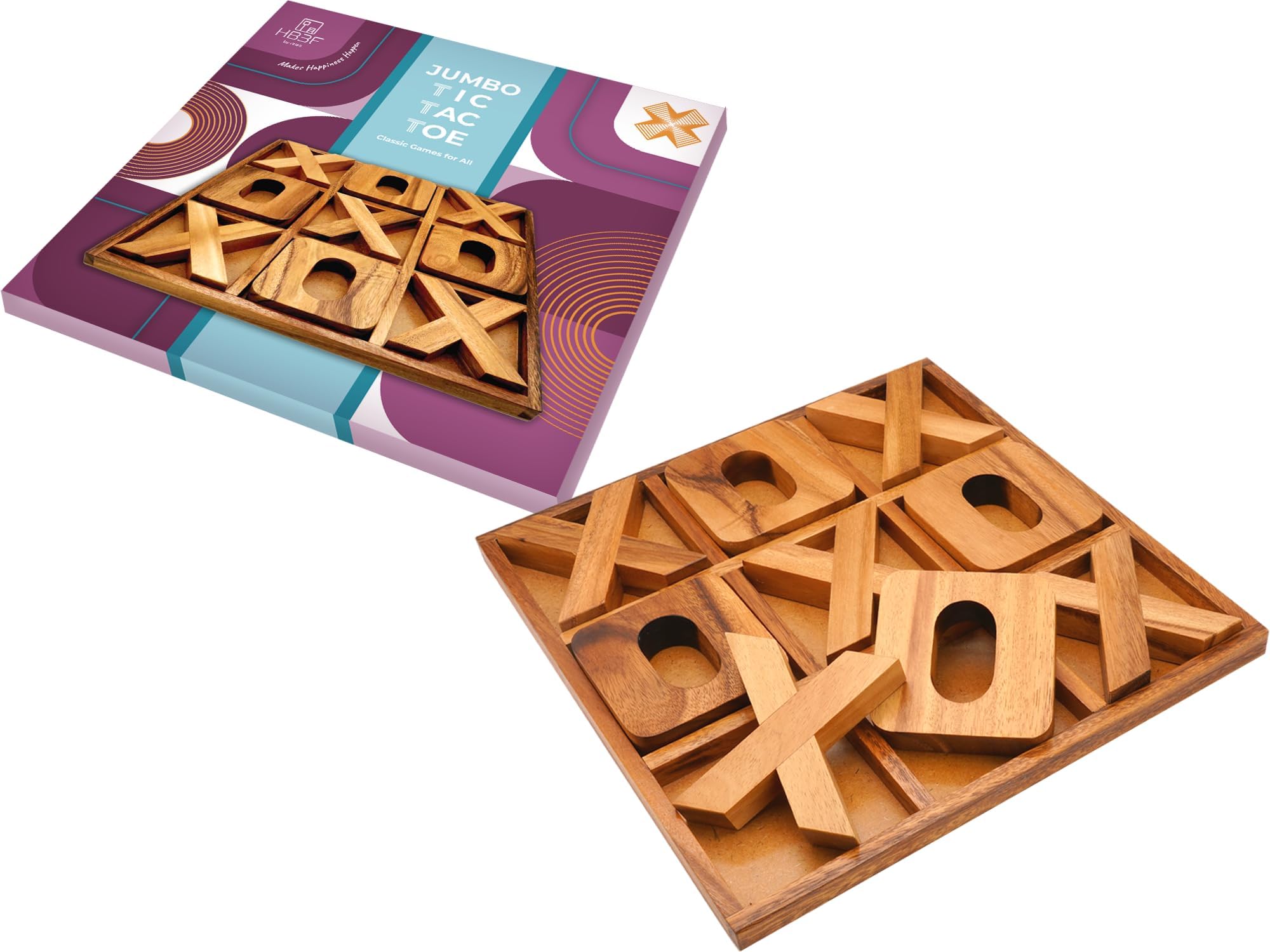 BSIRI Jumbo Tic Tac Toe Board Games 14 Inch - Wall Tic Tac Toe for Rustic Home, Farmhouse, Patio, Coffee Table Decor, Ideal Outdoor, Game Night, Family Games, Unique Gifts for Couples