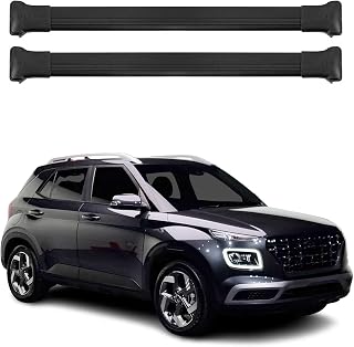 OMAC Roof Rack Cross Bars for Hyundai Venue 2020-2026 Lockable 165Lbs Aluminium Black 2Pcs fits Cargo Carriers Kayak Canoe Bike Snowboard