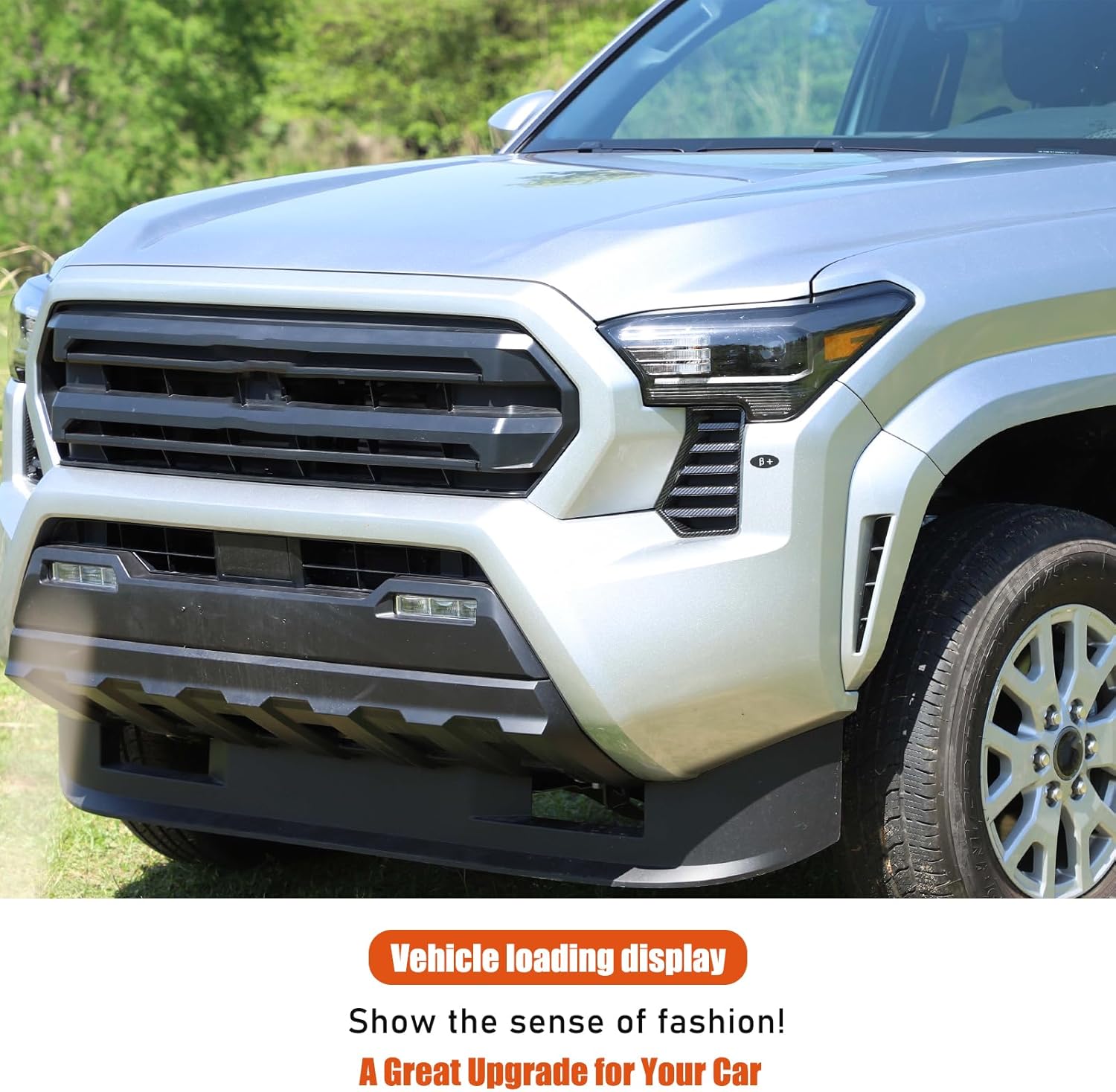 Front Bumper Headlight Grille Cover Trim Compatible with Toyota Tacoma 2024 2025 2026, Car Exterior Decoration Accessories (Carbon Fiber Pattern)