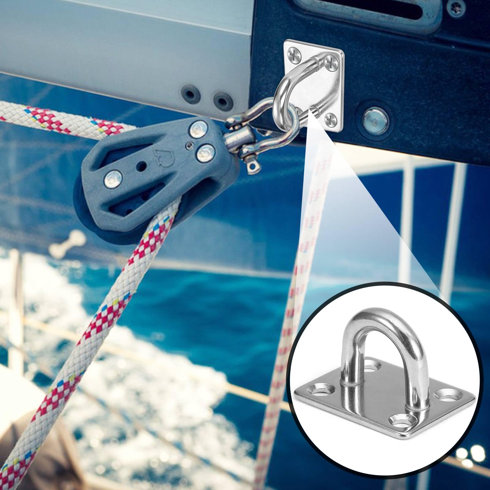 CINGHIA Gancio Soffitto,10 Pezzi Gancio da Soffitto,Ganci da Soffitto,Piastra Oculare,Placca Occhiello per Appendere Reti Sospese, Corde,Ancoraggio ai Soffitto