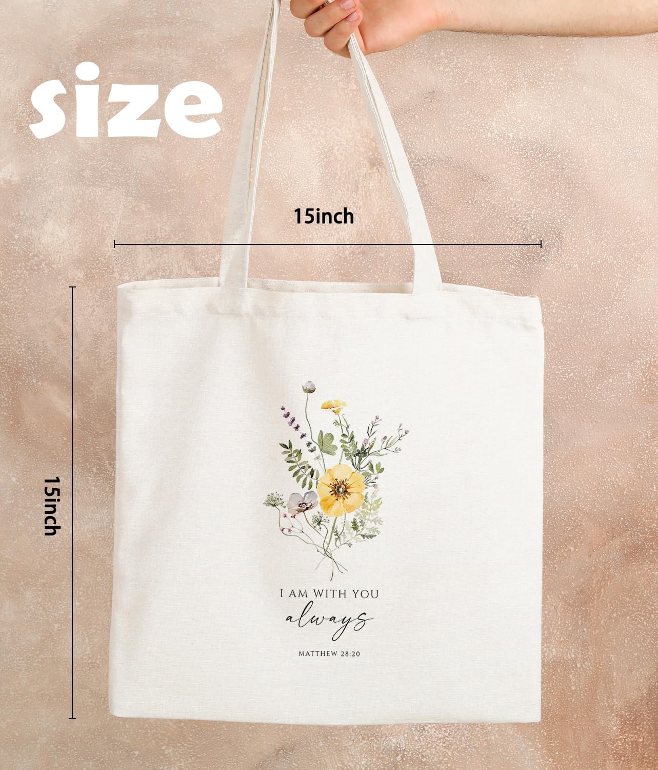 Inspirational Christian Bible Verse Foral Tote Bag for Women image 4