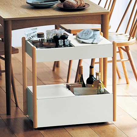 Amazon Co Jp ベルメゾン 収納ワゴン キャスター 完成品 リビング ボックス付き ワゴン ブラウン ライトグレー ホーム キッチン