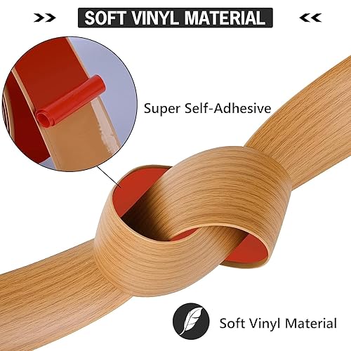 Miniatura 9 de Tira de transición de suelo de 20 pies, autoadhesiva, cubierta de vinilo, tira de transición divisora plana, diseño de grano de madera para huecos