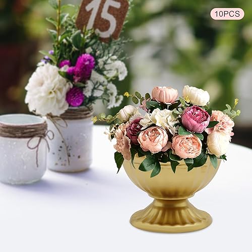 Miniatura 2 de Mini macetas doradas para arreglos florales, 10 piezas para centro de mesa, mesa de boda de 2.6 pulgadas, decoración de maceta, maceta de trompeta