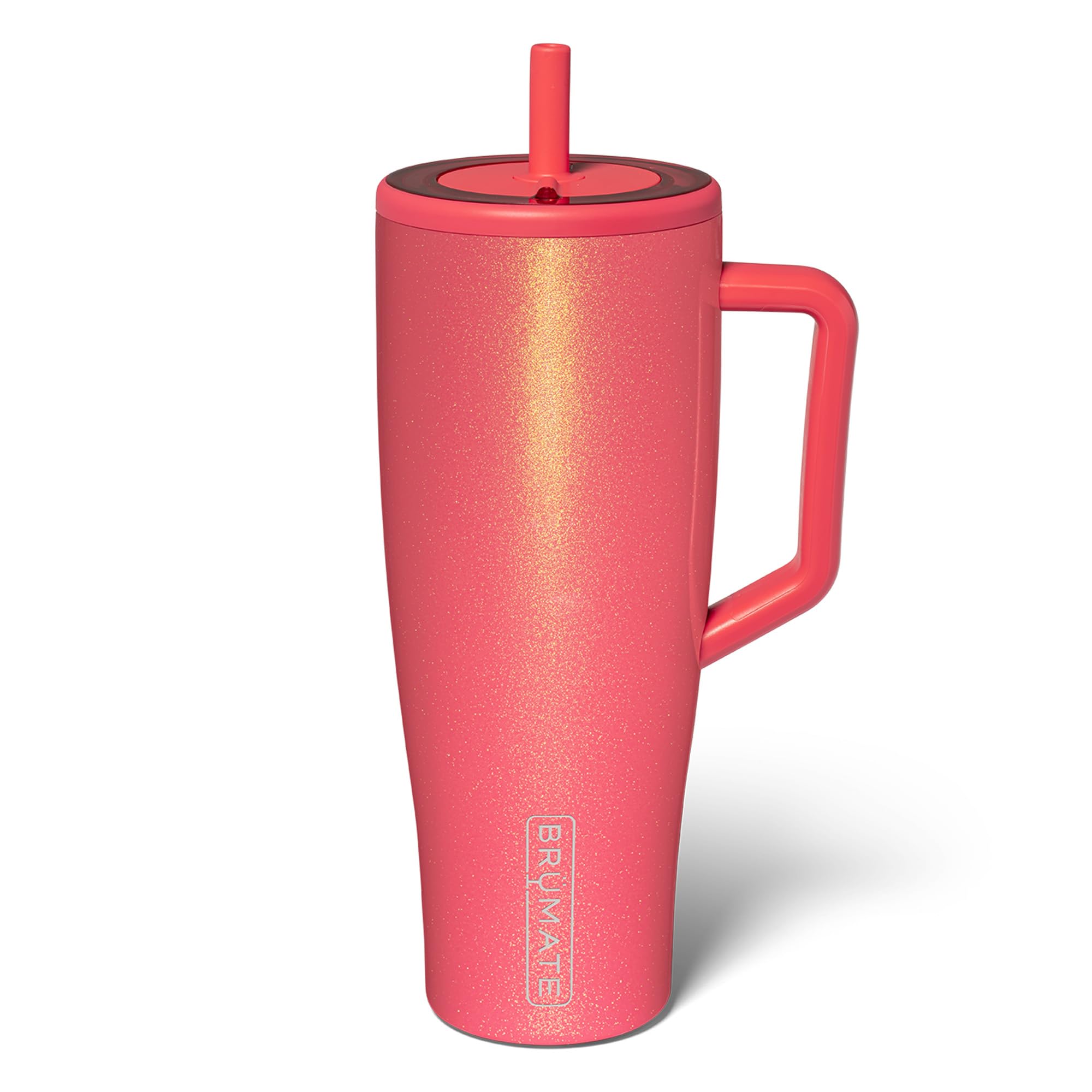 BrüMate Era 40 oz Tumbler with Handle & Straw | 100% Leakproof Insulated Water Bottle Tumbler with Lid & Flexible SoftSip Straw | Made of Stainless Steel | Cup Holder Friendly | 40oz (Coral)
