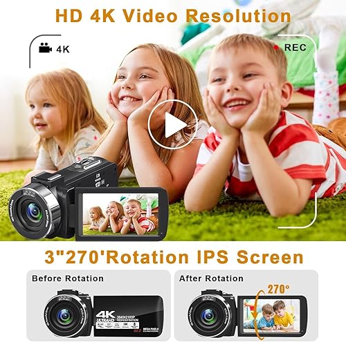 Miniatura 2 de ZOLAMENTE Cámara de video, videocámara 2.7K 30FPS, cámara de YouTube con zoom digital de 16x, cámara de visión nocturna infrarroja infrarroja, 3.0