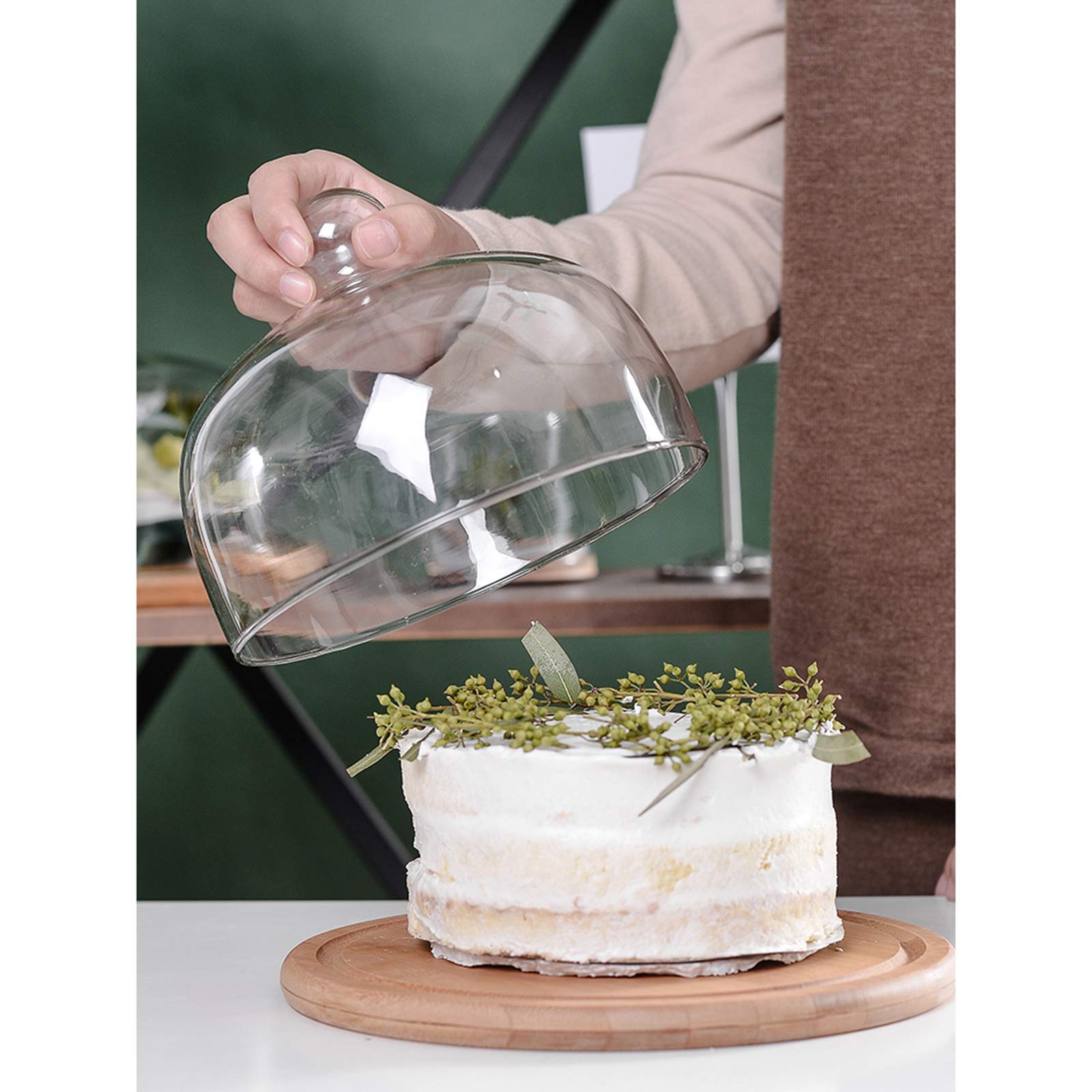 Amazon.co.jp: ケーキドーム、耐久のガラスドームカバー、再利用可能な