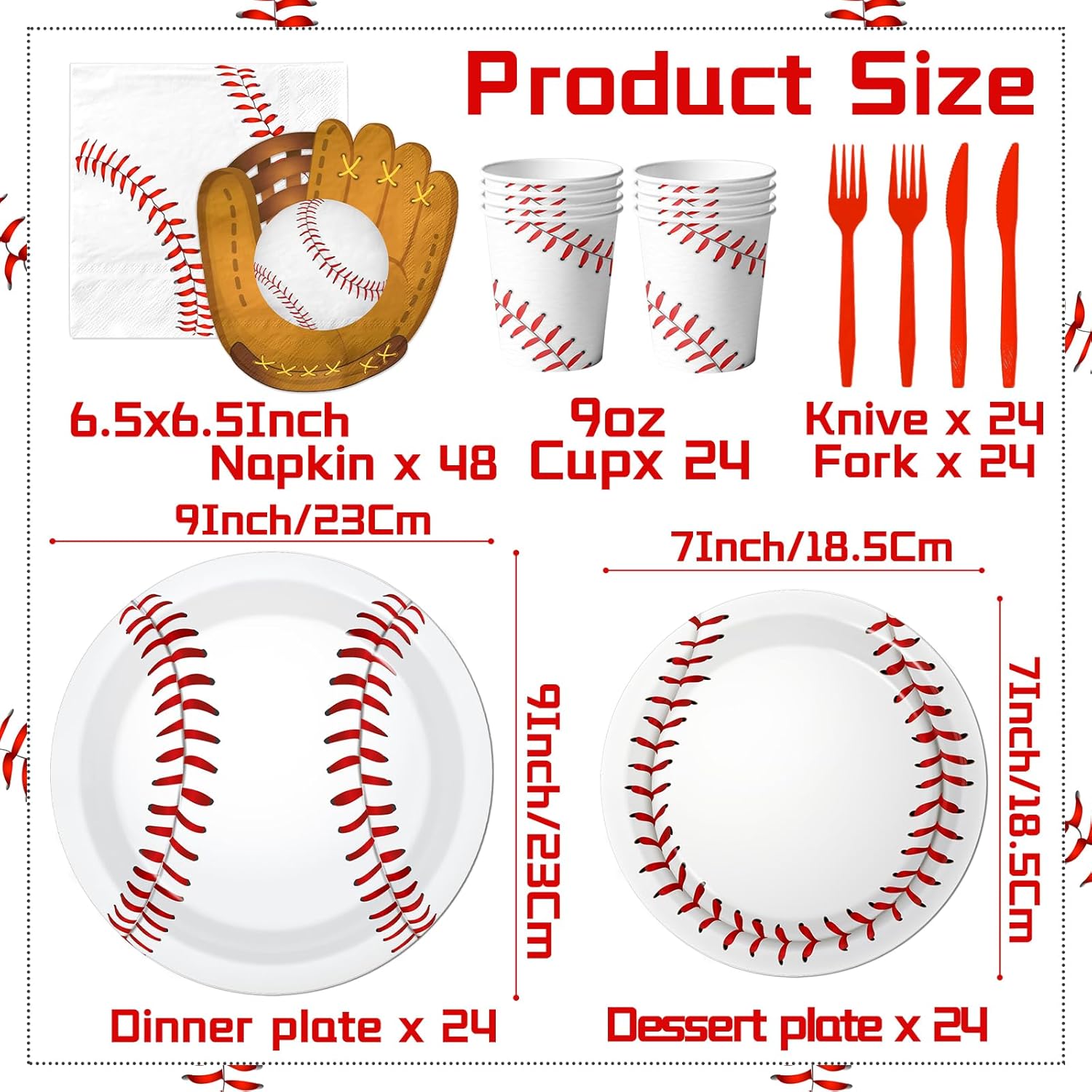 Baseball Party Decorations,168pcs Baseball Birthday Decorations Tableware Baseball Plates and Napkins Cups for Boy Birthday Party,Serve 24 - Image 6